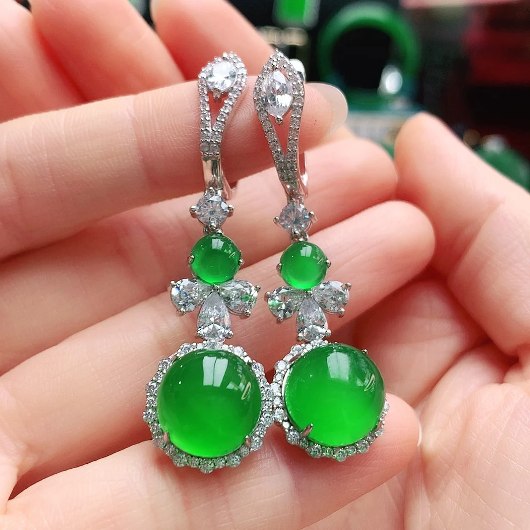 玛瑙/玉髓耳钉银S925镶嵌