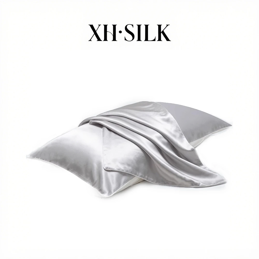 西湖丝韵【单面重磅真丝-接触面】枕套桑蚕丝枕巾透气美容纯色枕套