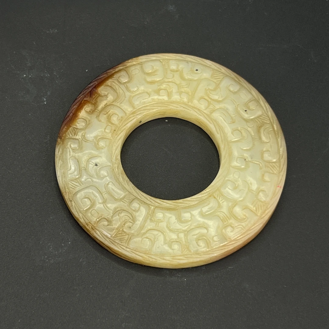 "明代和田玉螭纹璧/ DL015686/ 古玩/收藏/德州文物"