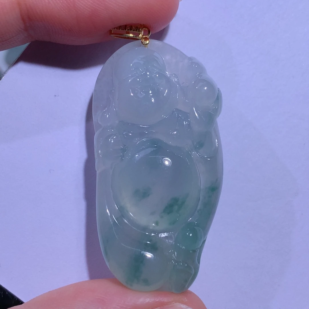 翡翠颈饰18K金镶嵌佛公