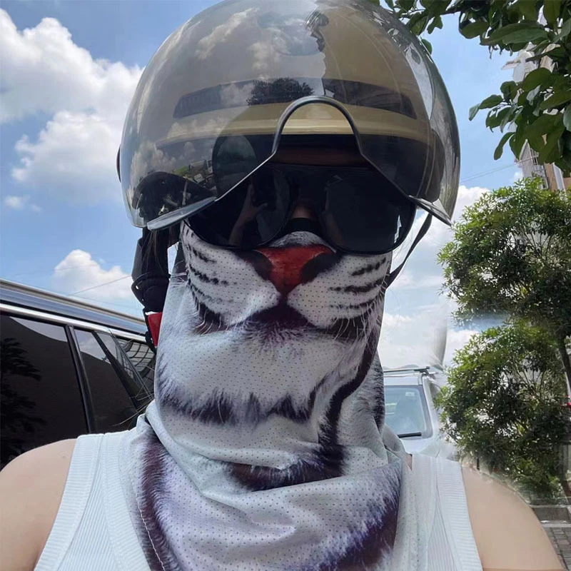 创意恶搞动物脸夏季户外面罩冰丝摩托车骑行面巾薄款全脸挂耳