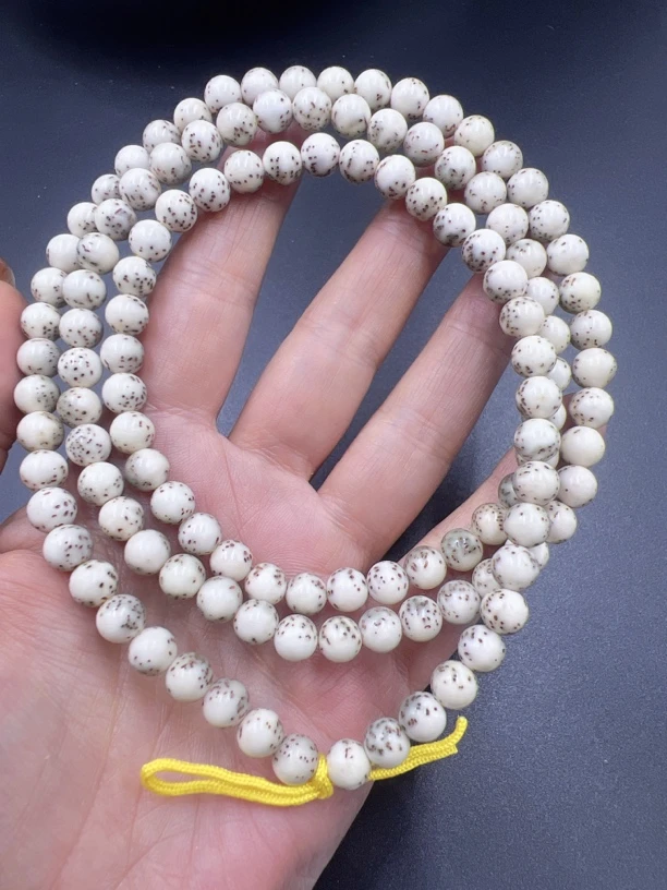星月菩提精品骨瓷白圆珠长链7mm高油高密易变色