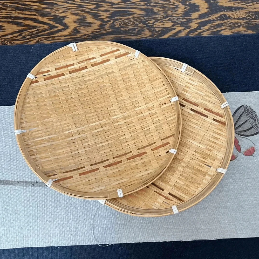 竹编圆形点心小盘子23厘米发2个