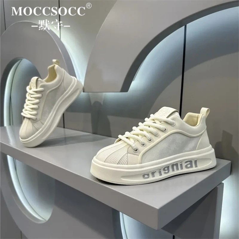 MOCCSOCC板鞋男款轻奢刺绣印花男鞋厚底增高鞋时尚百搭休闲运动鞋