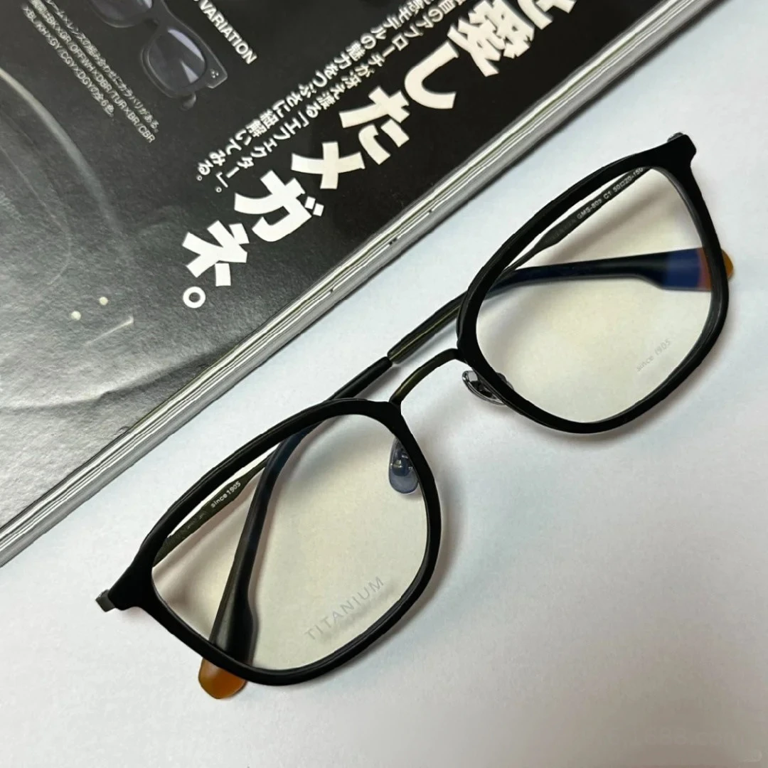 808暗夜绿大脸眼镜框纯钛增永眼镜日系复古近视眼镜可配度数变色