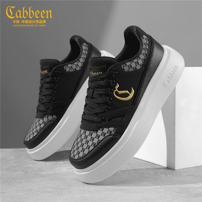 卡宾鞋子男款冬季新款厚底增高休闲鞋老花满印板鞋男鞋奢侈高级感