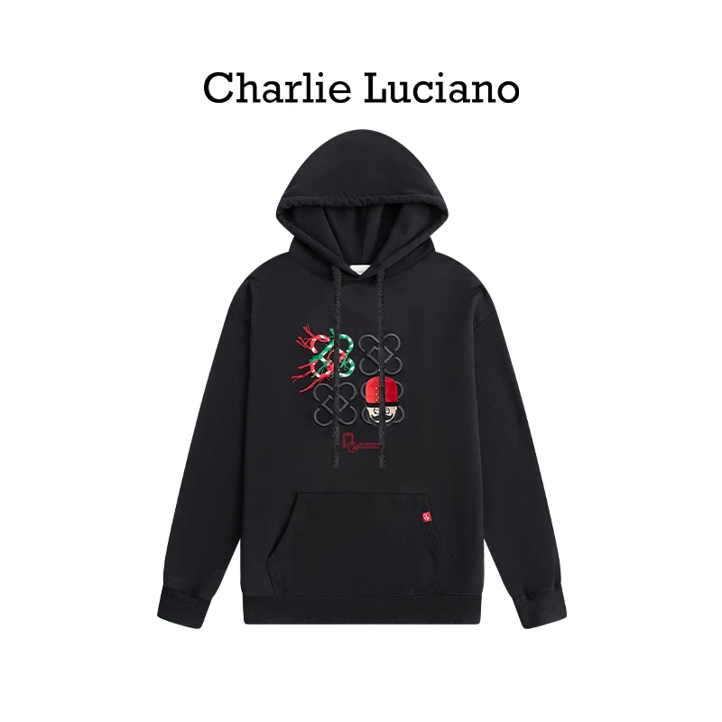Charlie LucianoX 胡桃夹子联名玩偶绣花标识帽衫男女同款卫衣潮