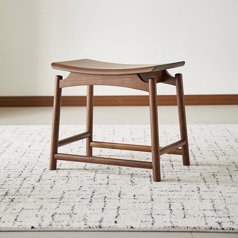 诣舍家具北美黑胡桃木元宝凳新中式茶凳禅意客凳