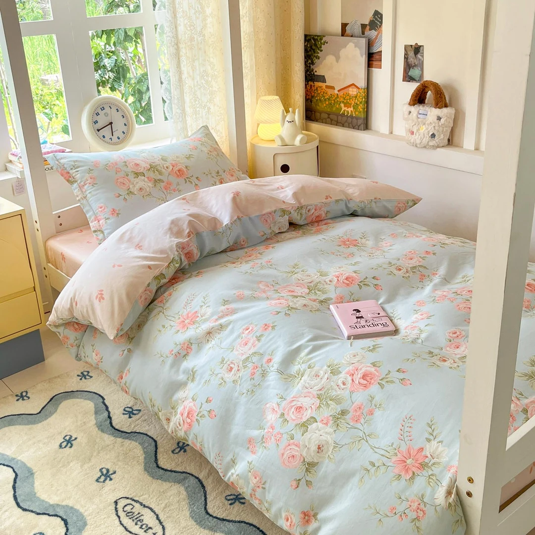 100%全棉宿舍三件套小清新印花款三件套2