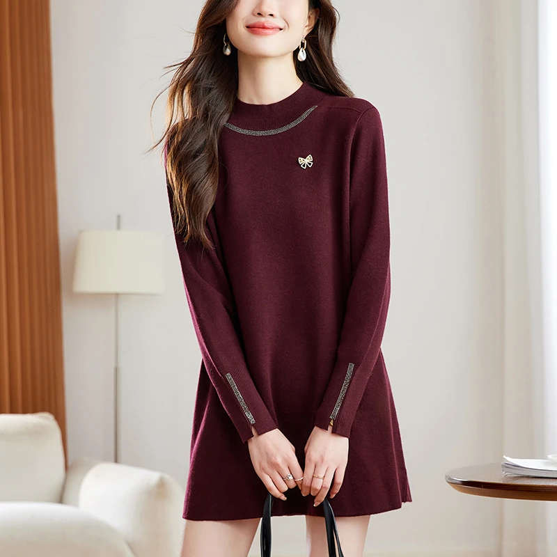 毛衣大码女胖mm冬装中长款遮屁股上衣洋气高档显瘦时髦针织打底衫