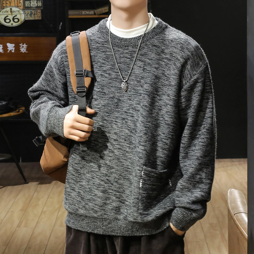 MR.MUDI/穆迪先生美式复古800g毛衣男秋冬新款宽松内搭保暖针织衫