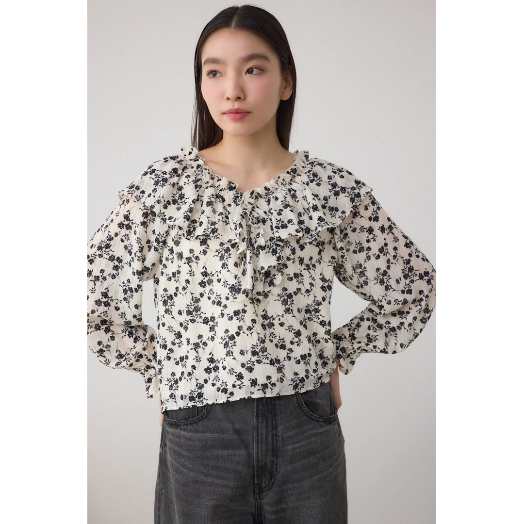 【表姐家】夏季上新 A 时尚休闲气质洋气荷叶边花卉碎花衬衫上衣