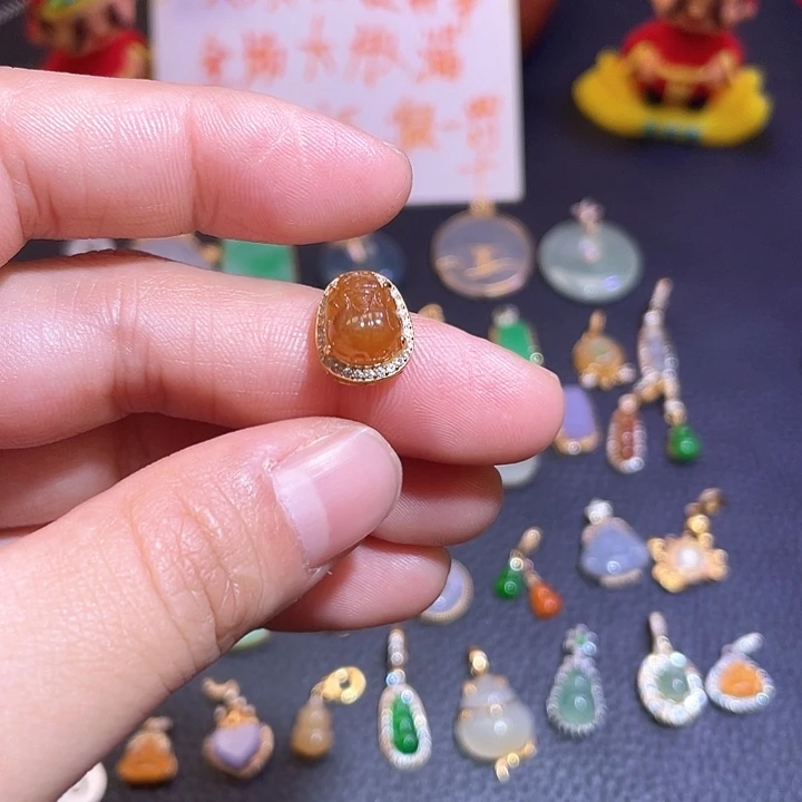 翡翠银S925镶嵌吊坠(不含链)天然翡翠