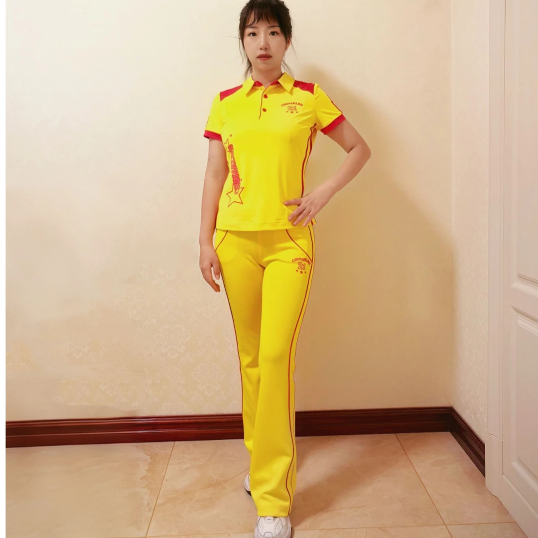 2025新款佳木斯操服时尚显瘦夏季透气黄色冰丝套装