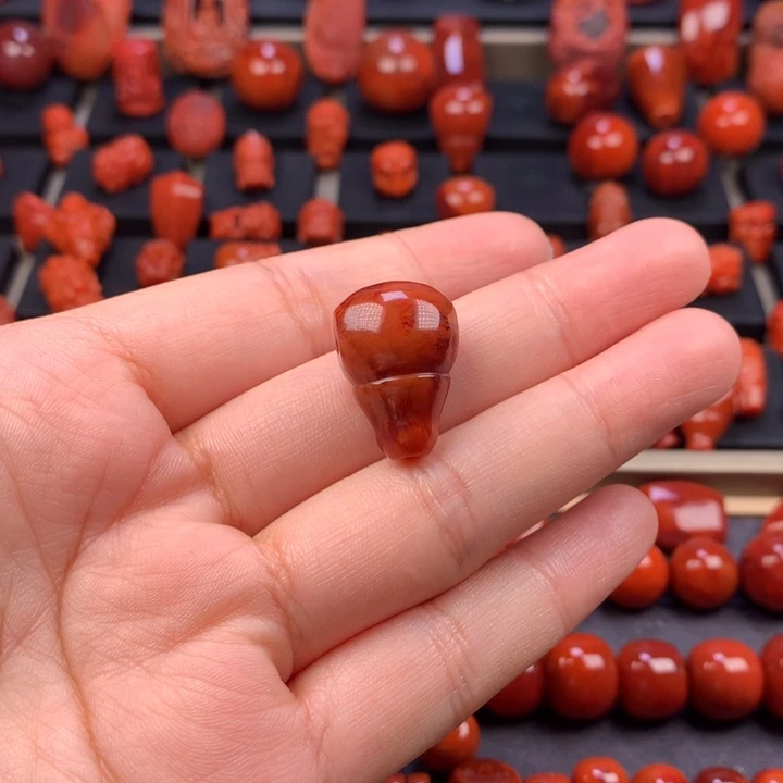 大***方南红玛瑙未镶嵌火焰纹奶嘴三通15MM