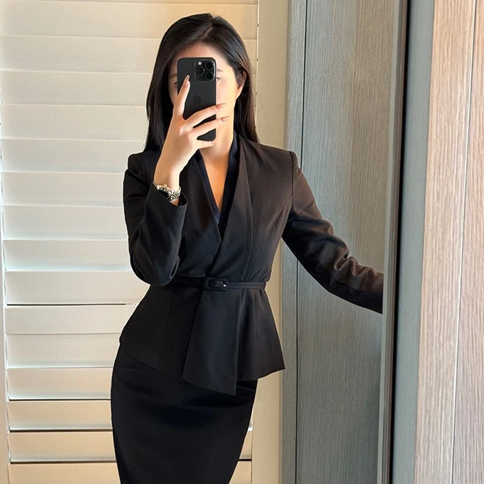 立裁收腰显瘦通勤西装半身裙职业套装长袖气质时尚修身-2704