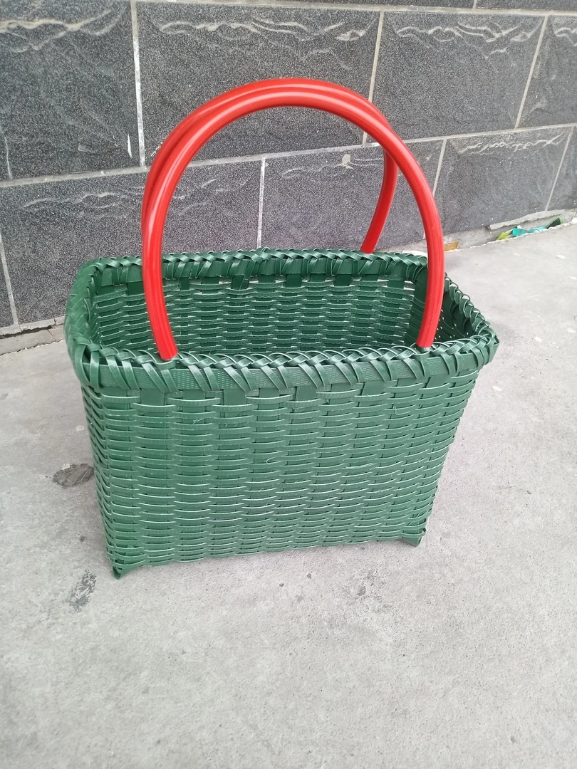 全塑钢带编织买菜篮手提购物篮户外野餐编织篮洗浴用品提篮