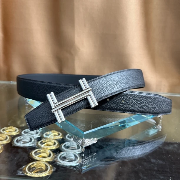 新款男女通用高档皮带休闲工字扣H扣牛皮腰带青中年商务情侣韩潮