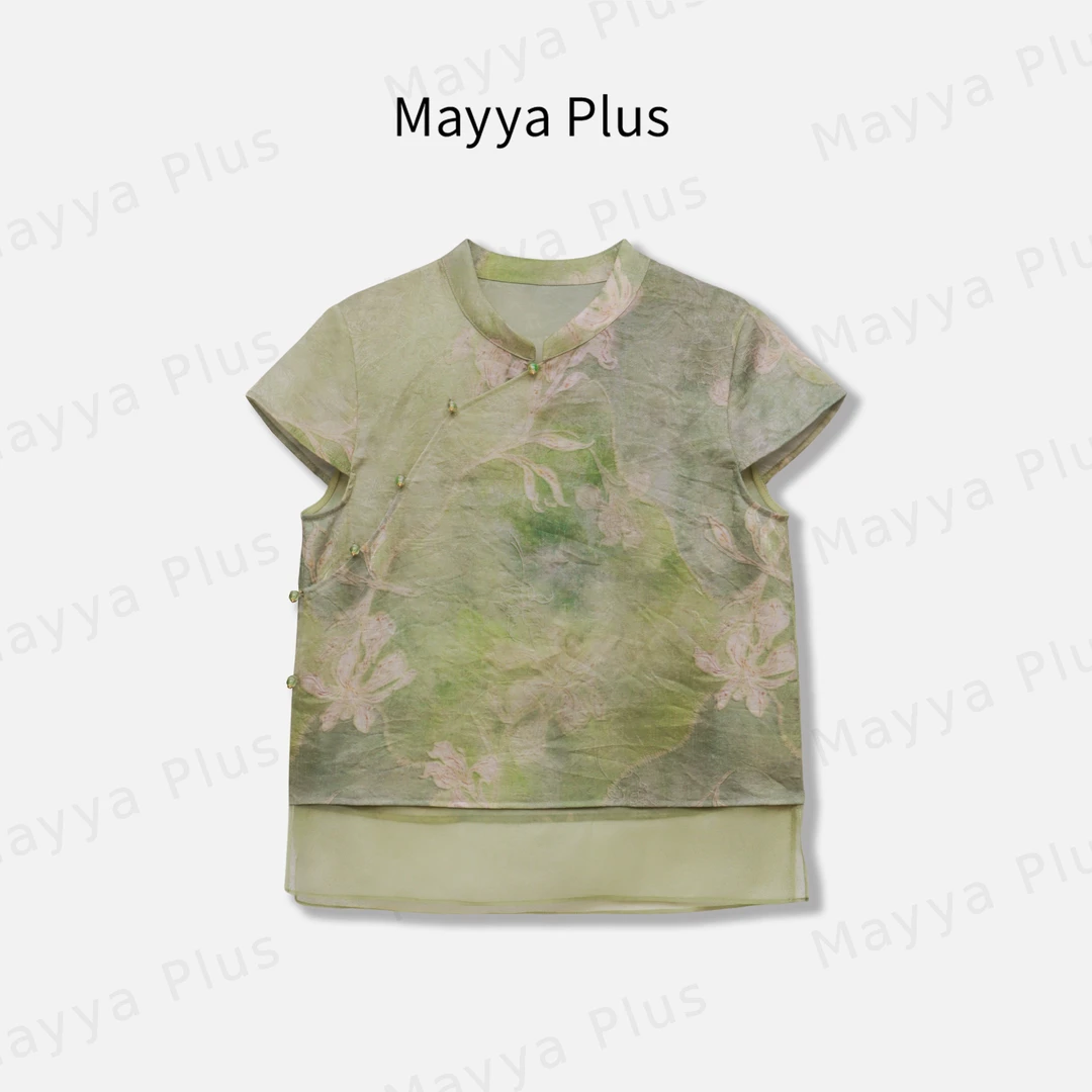 【青青子衿】Mayya Plus麦芽定制粉彩风气质新中式显瘦小衫32627253
