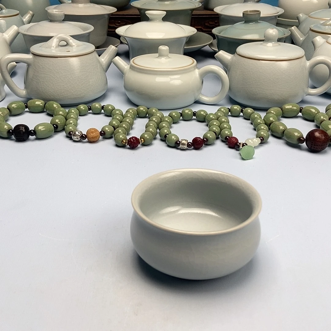 杯仿古月白卧佛杯原矿原釉原产地