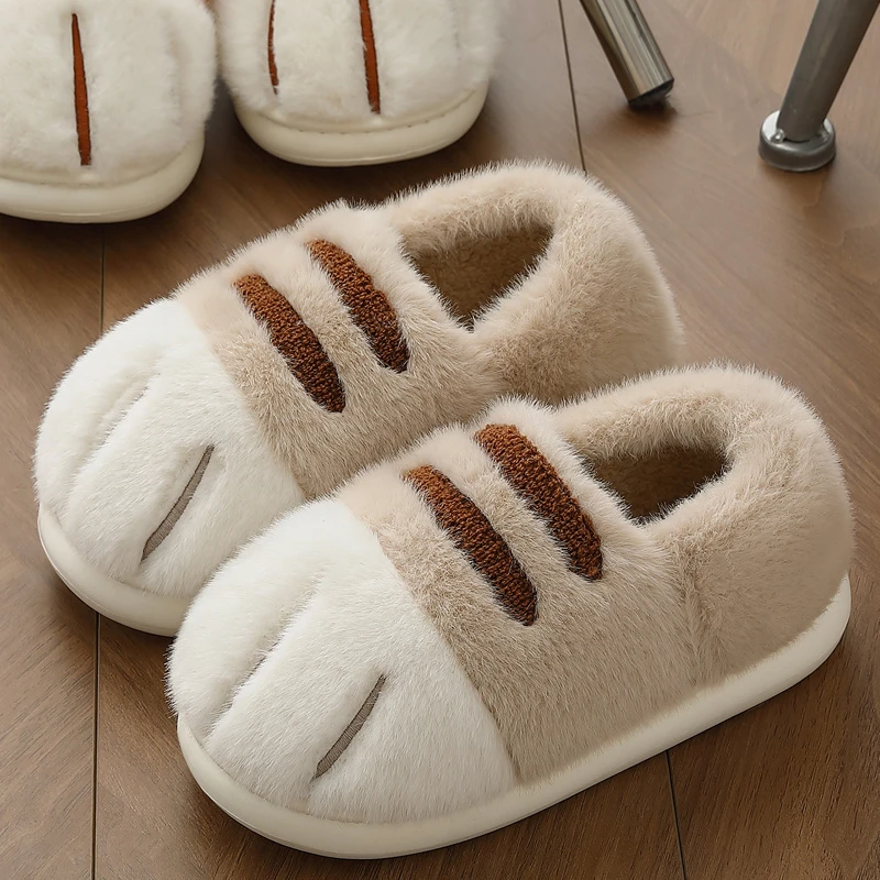 猫力可爱猫爪棉拖鞋女冬季2025新款加绒保暖居家室内情侣棉鞋包跟