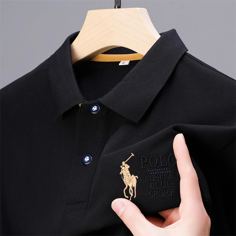 商务中青年短袖宽松型透气纯色男士常规夏季Polo衫男T恤衫