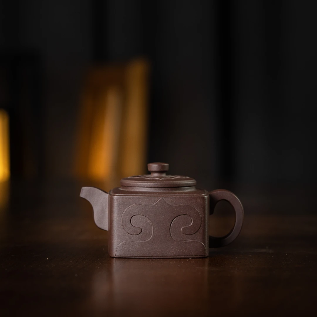 珽珽茶器 小四方如意 紫泥 130cc 家用紫砂壶泡茶茶壶