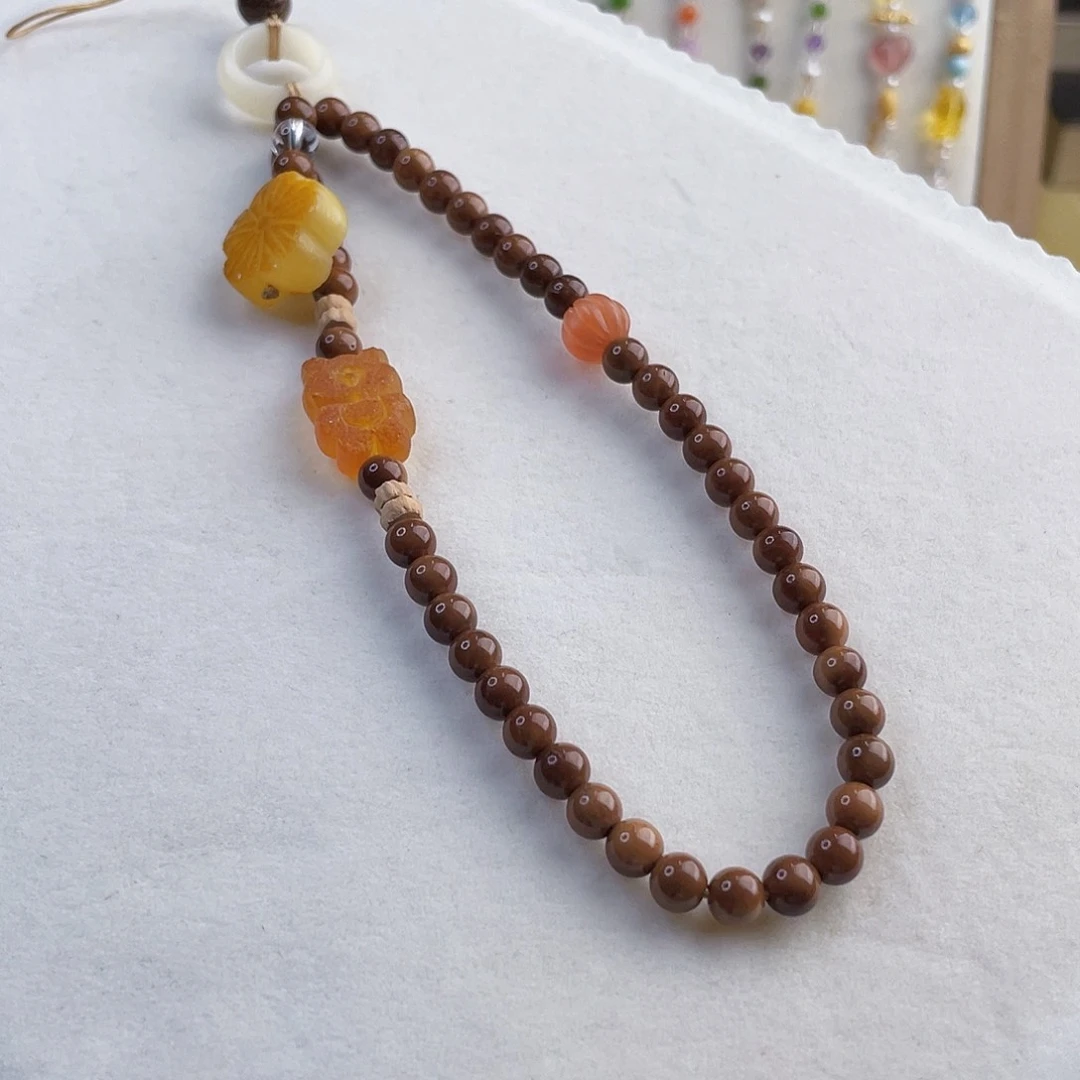 蜜蜡未镶嵌裸石蜜蜡手机链