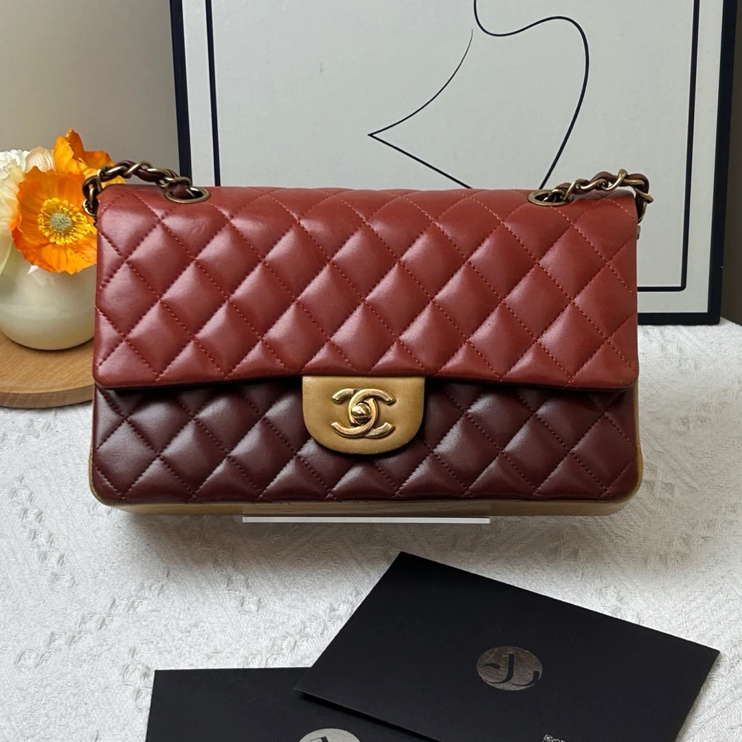 95新 Chanel/香奈儿 CF中号拼色红 18开/JW8284