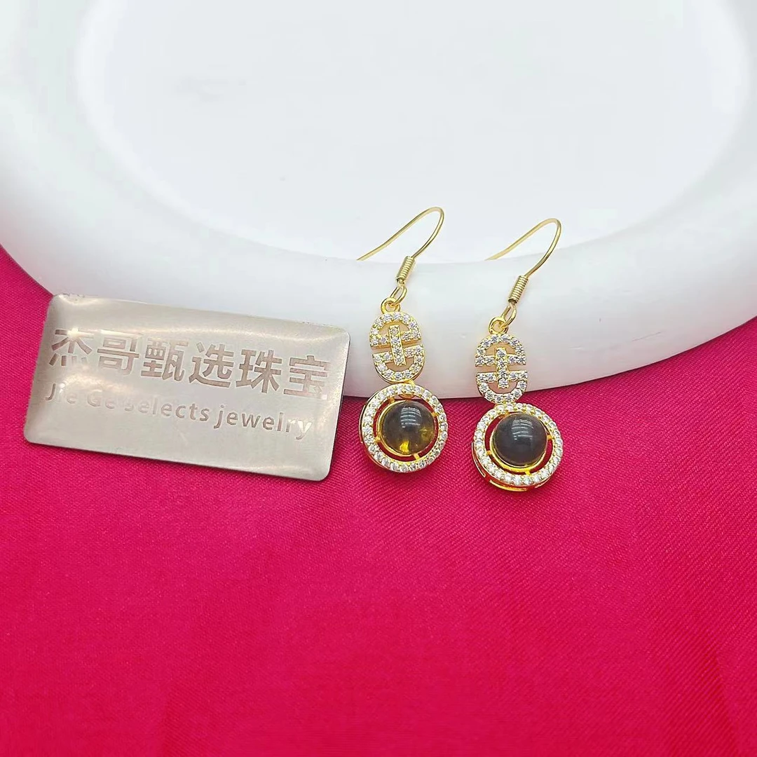 【传杰专属】天然净水蓝珀小香风豪华耳饰（赠包装，证书）K398