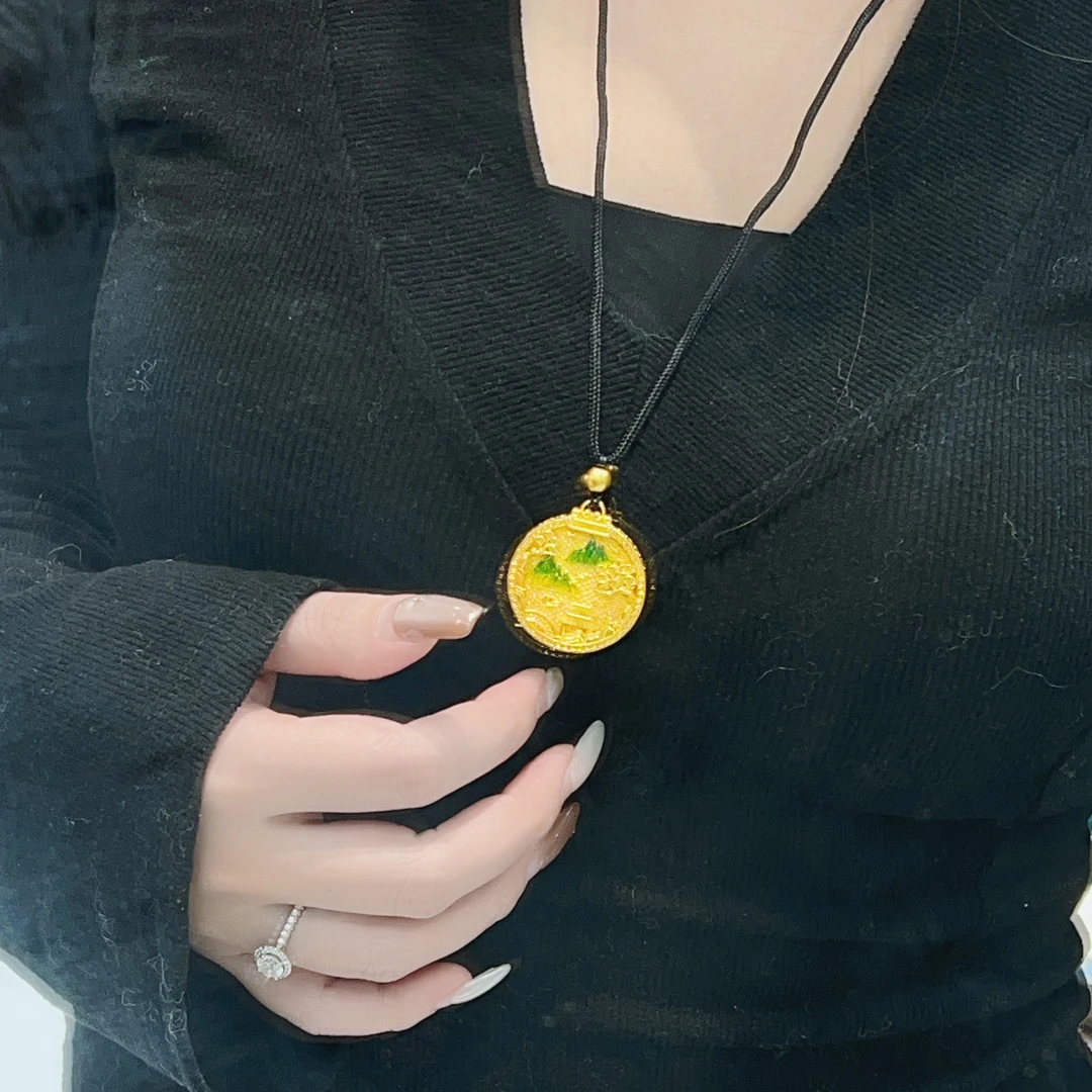 宝裕华黄金足金999 古法吊坠 千里江山