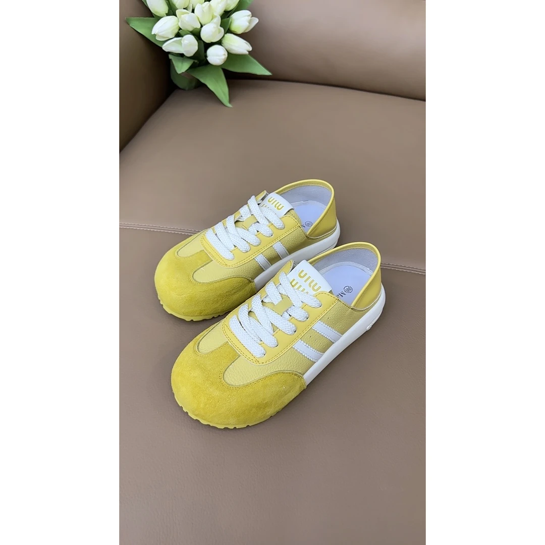 品牌原单夏季牛皮两穿德训休闲鞋—【黄色】—25285