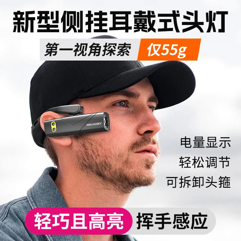 2025铭久钓鱼头灯强光超亮户外耳戴式照明灯充电夜钓头灯钓鱼专用