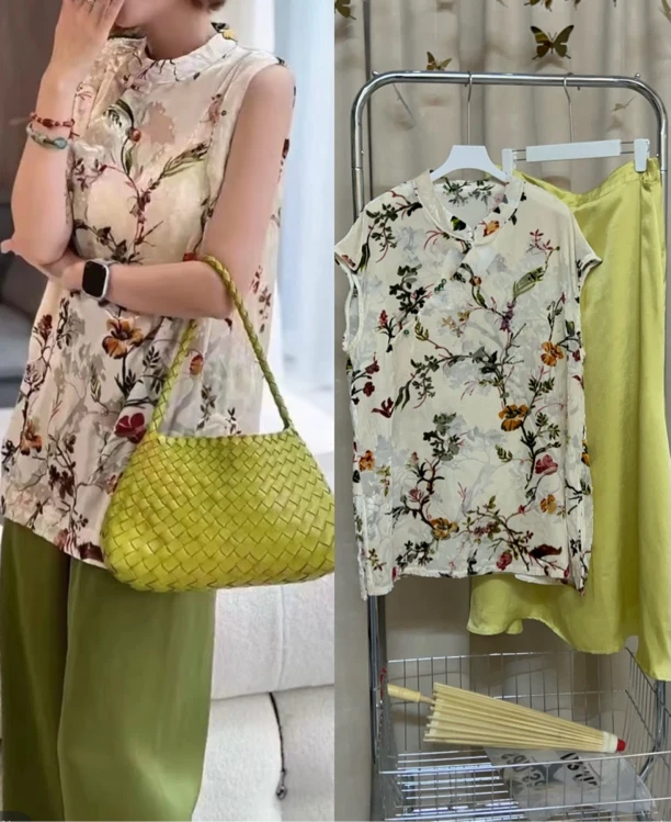 （花枝）大码定制夏季国风新中式女款短袖019235