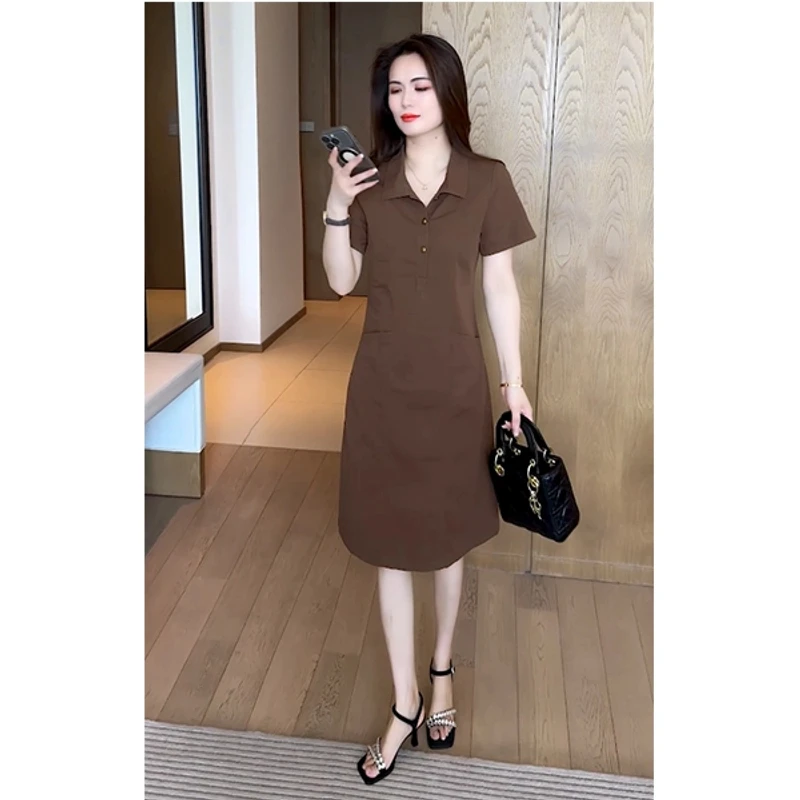 夏季新款时尚穿搭休闲气质洋气减龄显瘦牛仔连衣裙小个子遮肚宽松