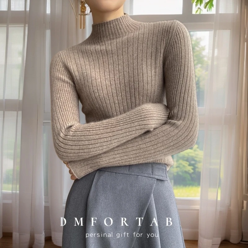 半高领毛衣女内搭针织衫2025春秋新款洋气中领秋冬修身上衣打底衫