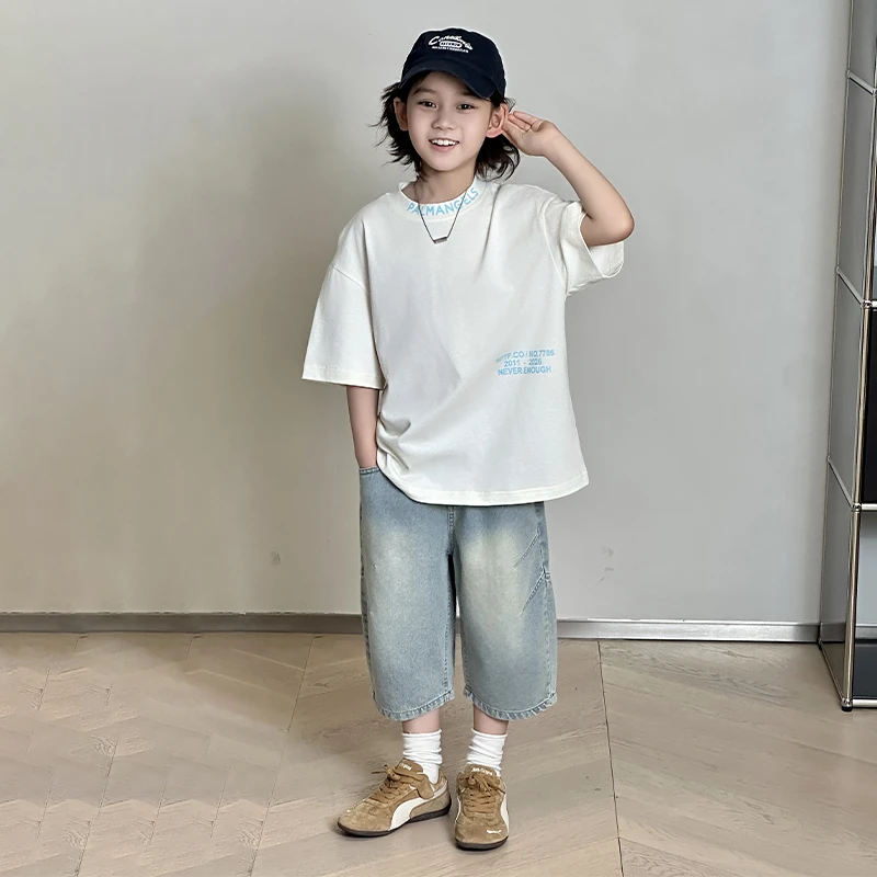 男童夏季新款中大童服装汉堡印花个性T恤百搭休闲儿童短袖/KK6754