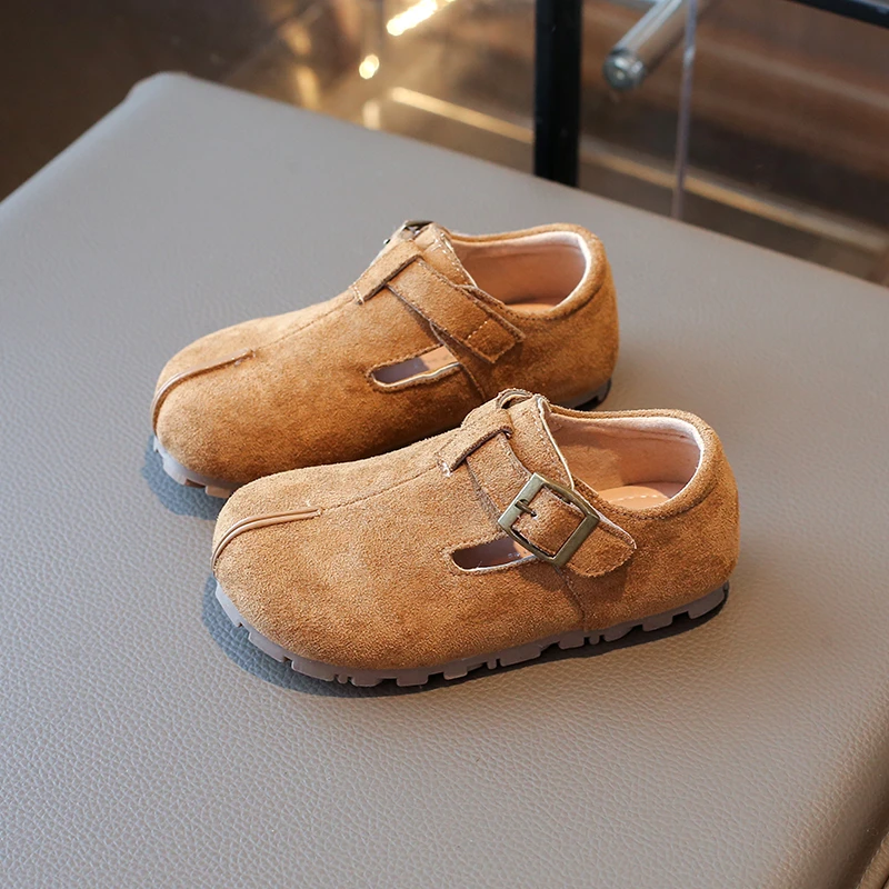 韩版儿童勃肯鞋2025春秋男童休闲单鞋复古女童皮鞋软底宝宝豆豆鞋
