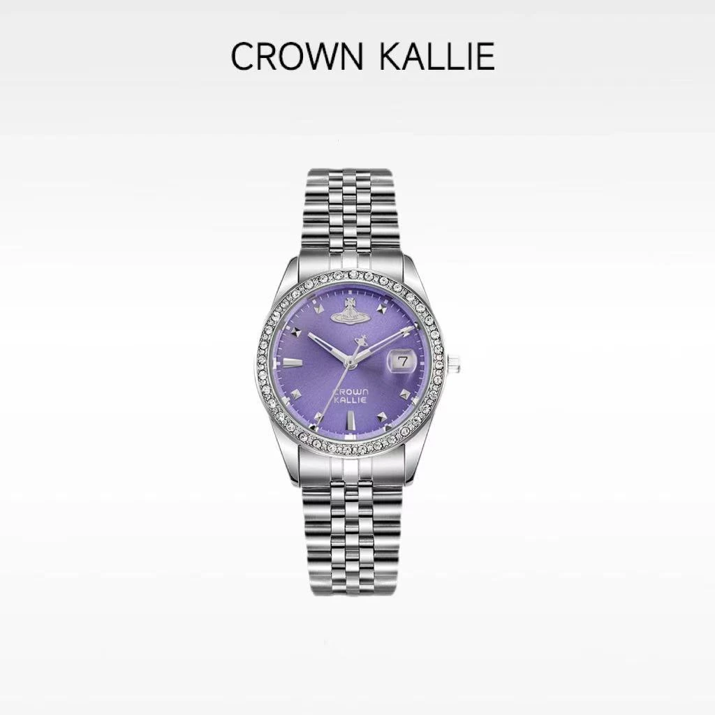 Crown Kallie-西太后联名同款土星元素碎冰紫女士时尚腕表ck8125