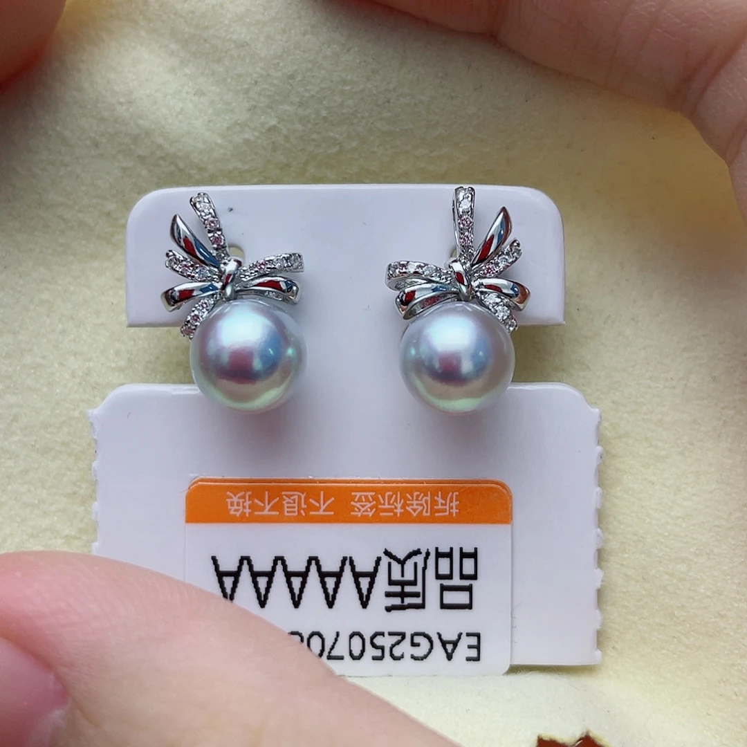 银S925镶嵌耳饰海水珍珠w51
