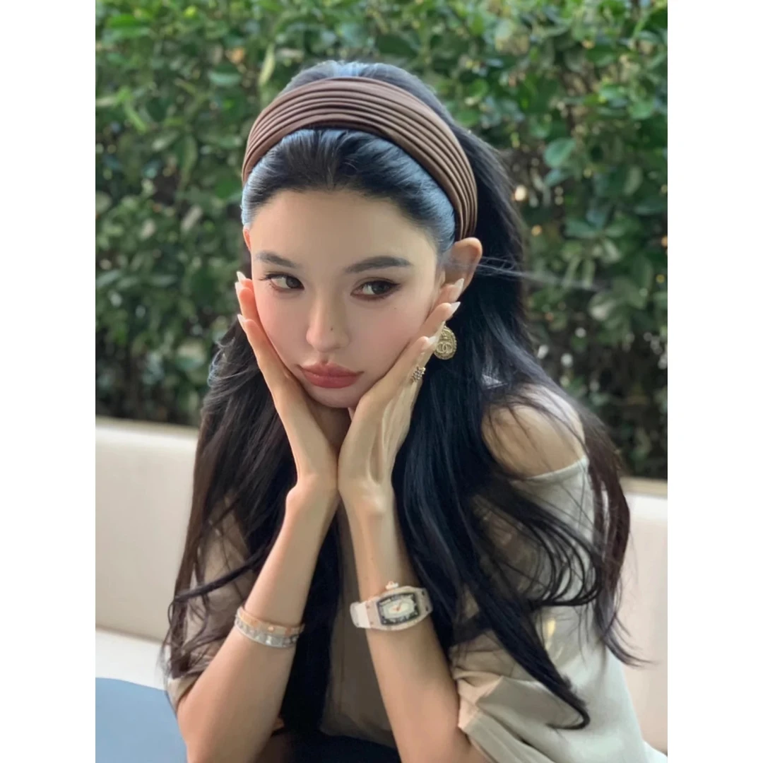 复古高端大气宽边褶皱发箍轻奢老钱风气质高颅顶时尚头箍发卡发饰