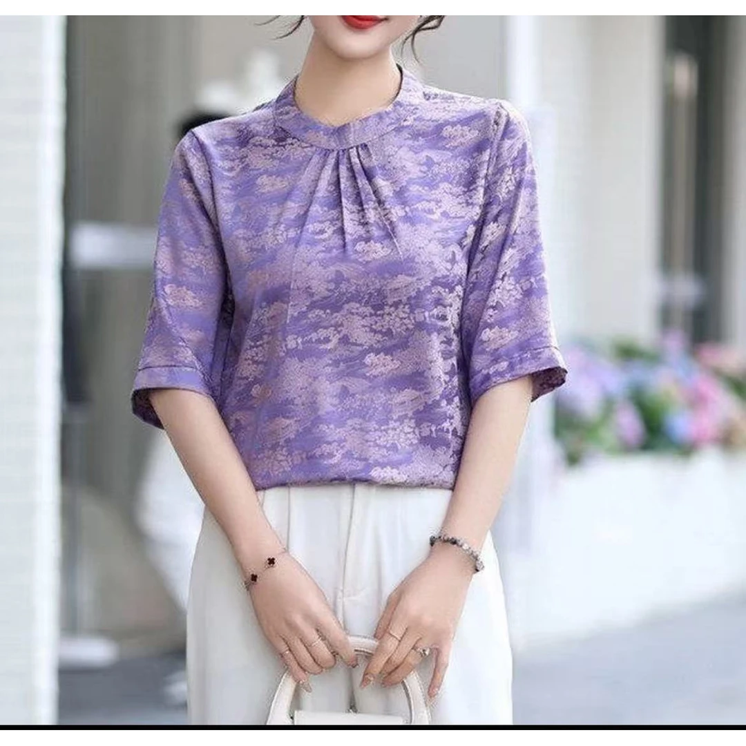 12-夏季大码 紫色上河图小衫