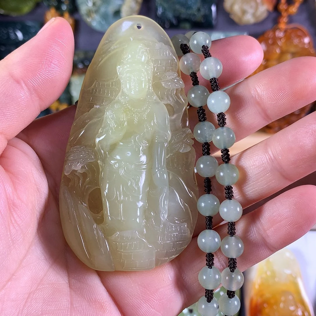 蛇纹石玉未镶嵌吊坠(赠链)
