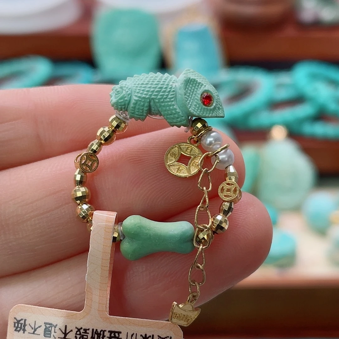 绿松石18K金镶嵌珠宝半成品
