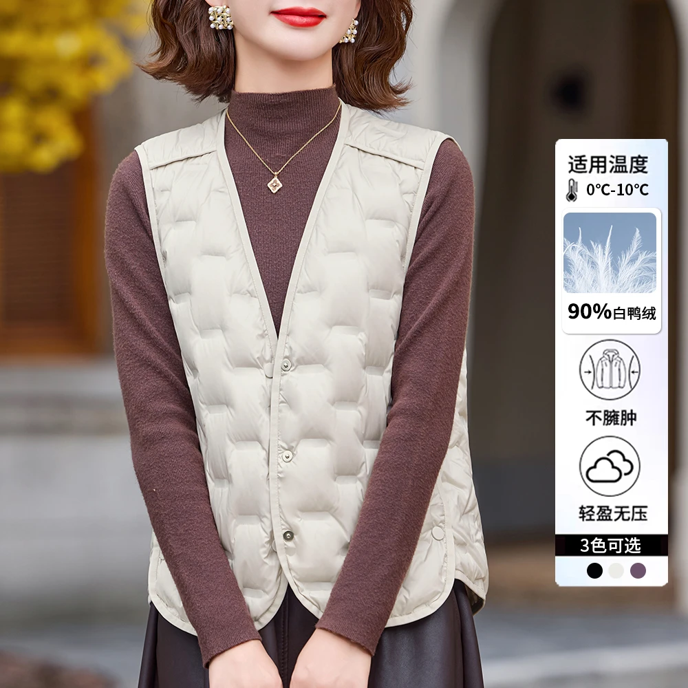 秋冬羽绒棉服马甲女2025新款内搭外穿轻薄贴身v领保暖背心外套女