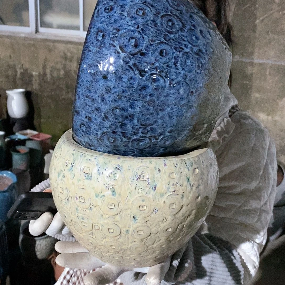 紫砂花盆瑕疵口18高18