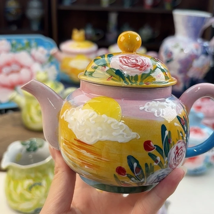 瓷片景德镇手绘高温釉下彩陶瓷茶具