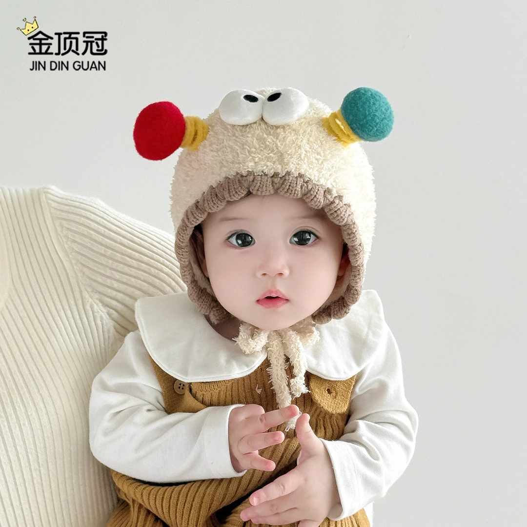 婴儿帽子秋冬季超萌搞怪小童护耳帽冬天男宝宝保暖可爱防风毛绒帽