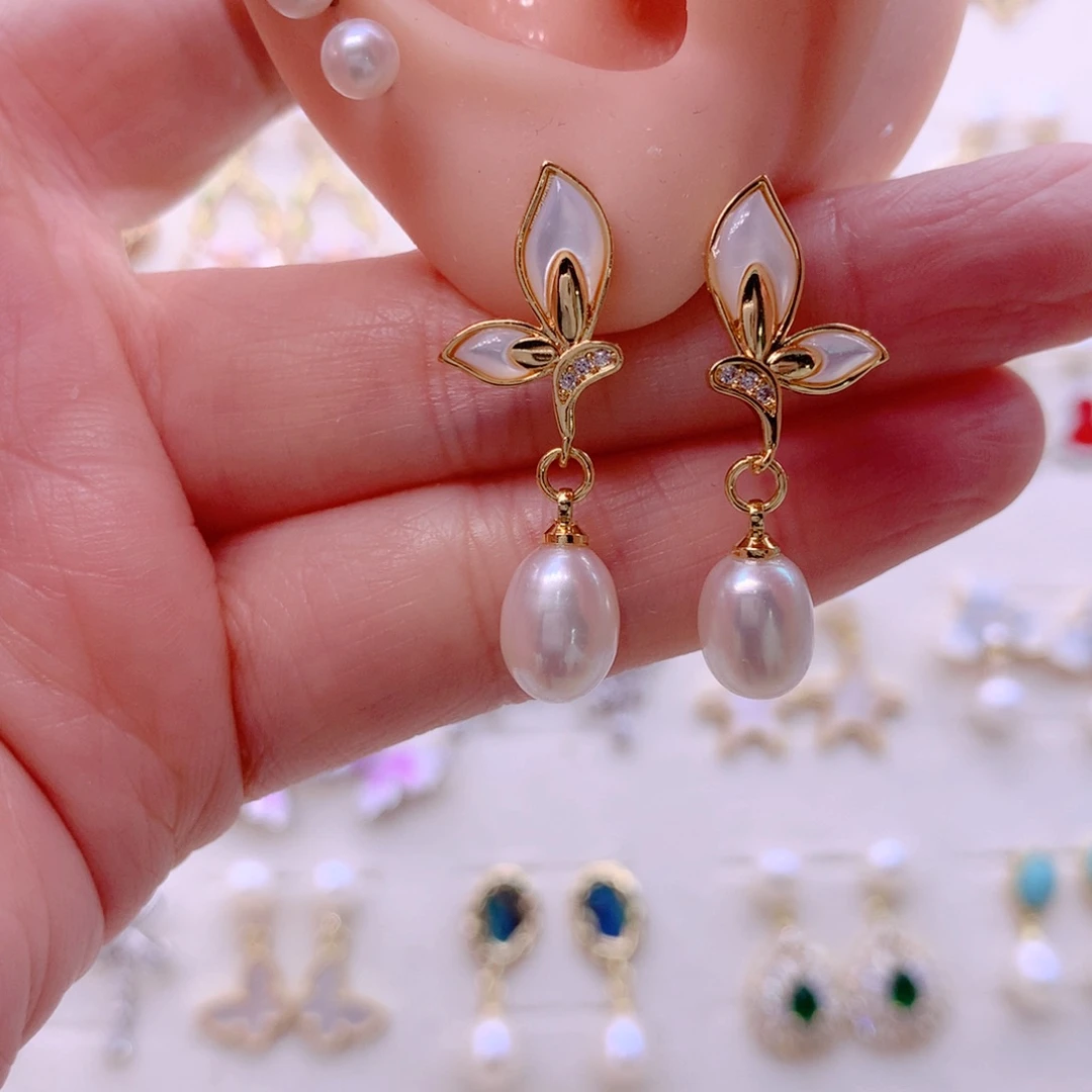 淡水珍珠耳饰合金