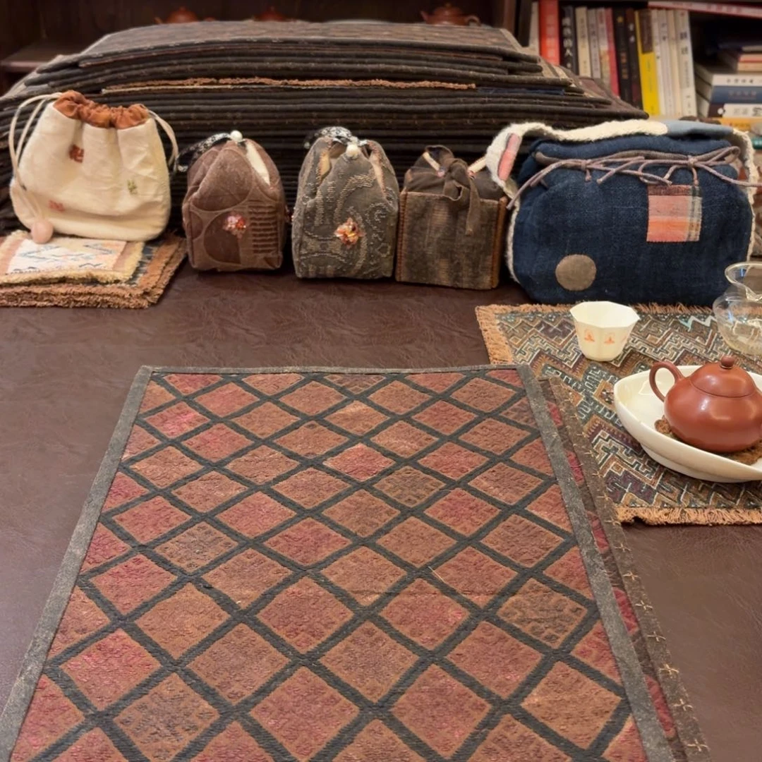 柿染老织锦茶席哈